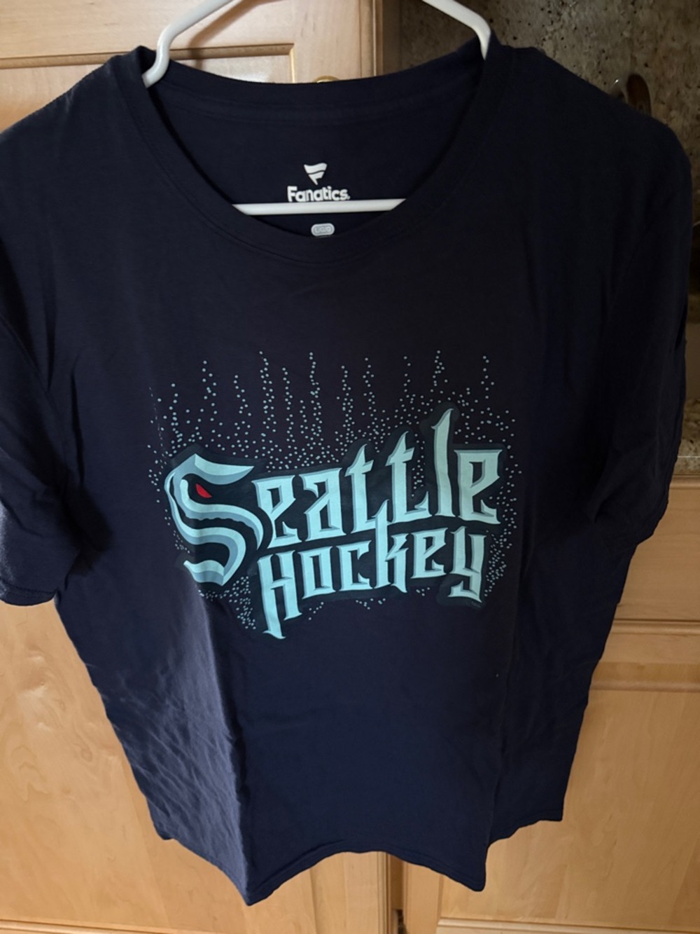 Fanatics Navy Seattle Kraken Hockey Graphic Tee with Aqua Lettering